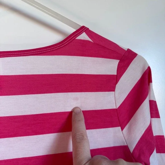 NWT LuLaRoe Lynnae Long Sleeve Pink & White Striped Top Women's Size XS Flawed - Picture 8 of 8